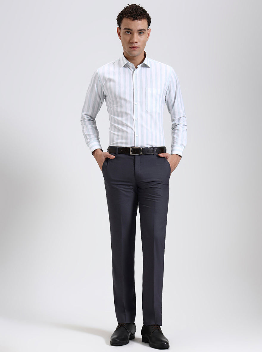 Grey Solid Slim Fit Formal Trouser | JadeBlue Super Luxe