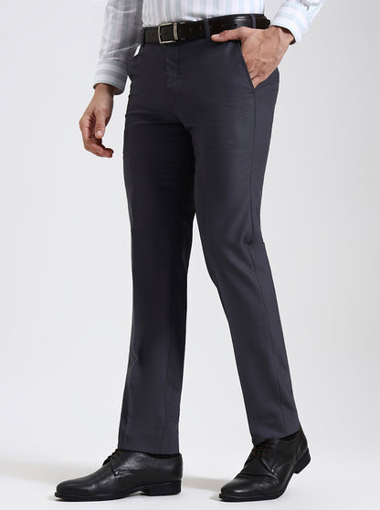 Grey Solid Slim Fit Formal Trouser | JadeBlue Super Luxe