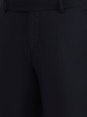 Navy Blue Solid Super Slim Fit Formal Trouser | Greenfibre