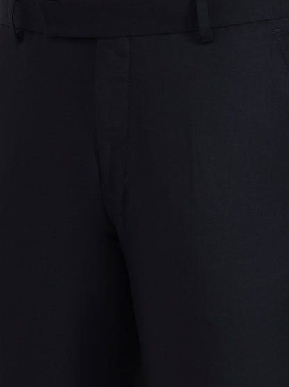 Navy Blue Solid Super Slim Fit Formal Trouser | Greenfibre
