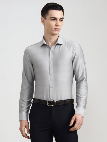 Light Grey Solid Slim Fit Party Wear Shirt | Wyre