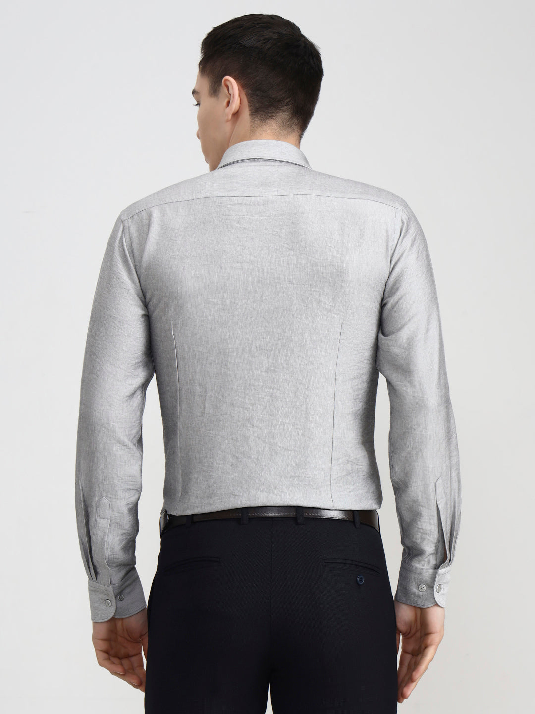Light Grey Solid Slim Fit Party Wear Shirt | Wyre