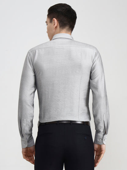 Light Grey Solid Slim Fit Party Wear Shirt | Wyre