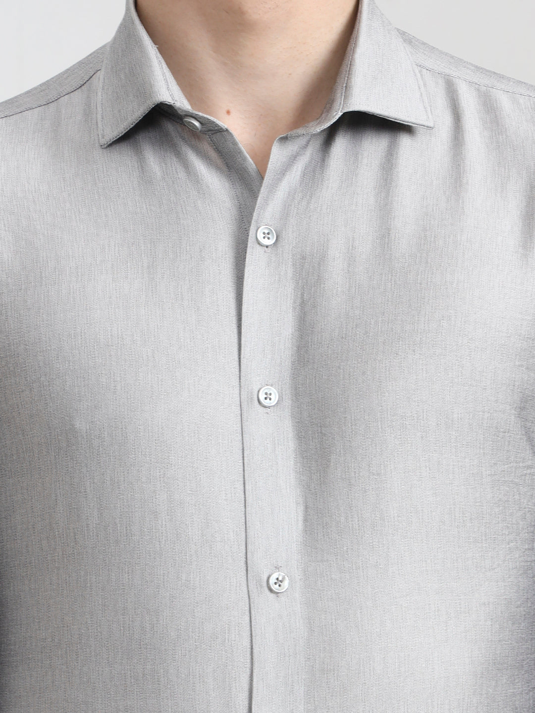 Light Grey Solid Slim Fit Party Wear Shirt | Wyre