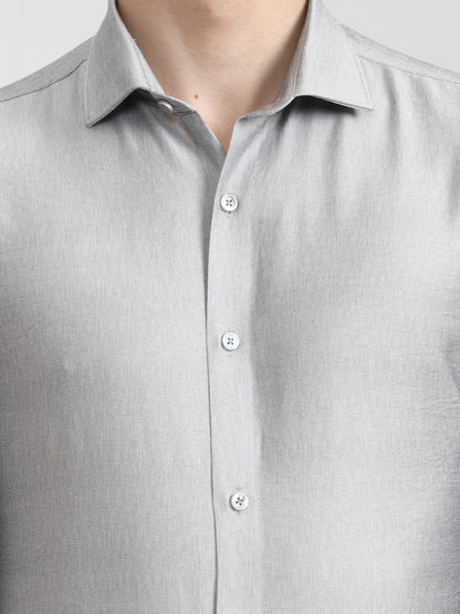 Light Grey Solid Slim Fit Party Wear Shirt | Wyre