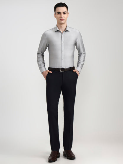 Light Grey Solid Slim Fit Party Wear Shirt | Wyre