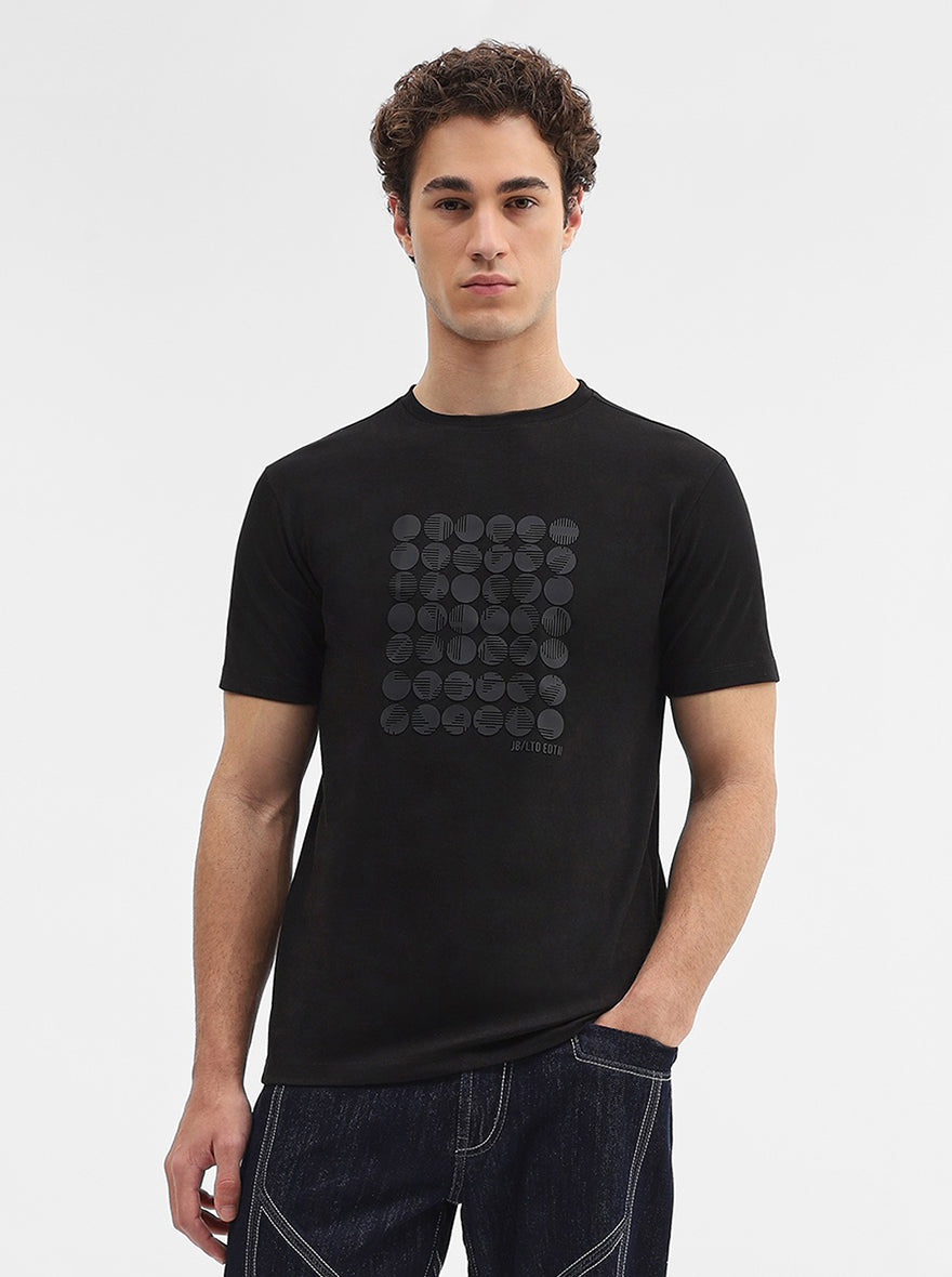 Black Printed Slim Fit T-Shirt | JadeBlue