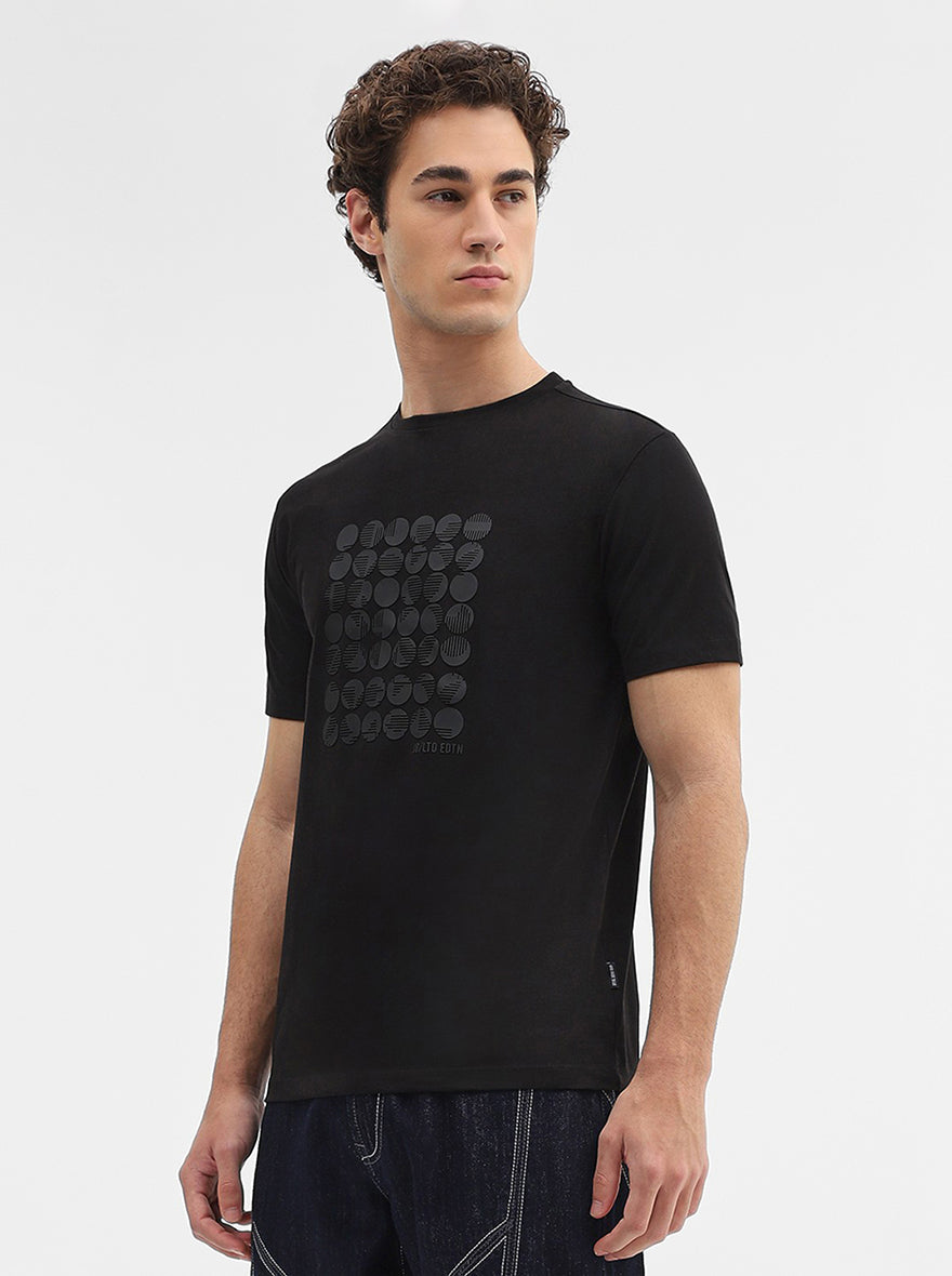 Black Printed Slim Fit T-Shirt | JadeBlue