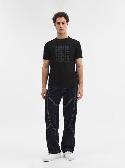 Black Printed Slim Fit T-Shirt | JadeBlue
