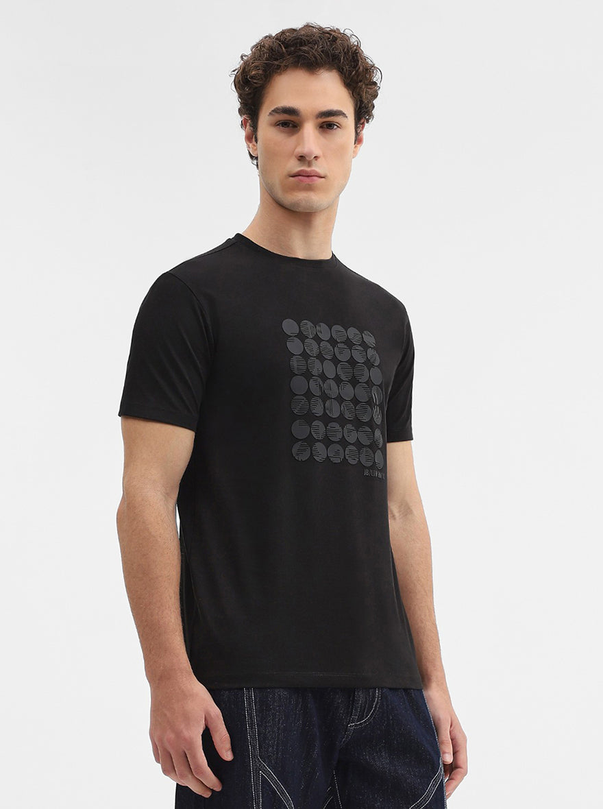 Black Printed Slim Fit T-Shirt | JadeBlue