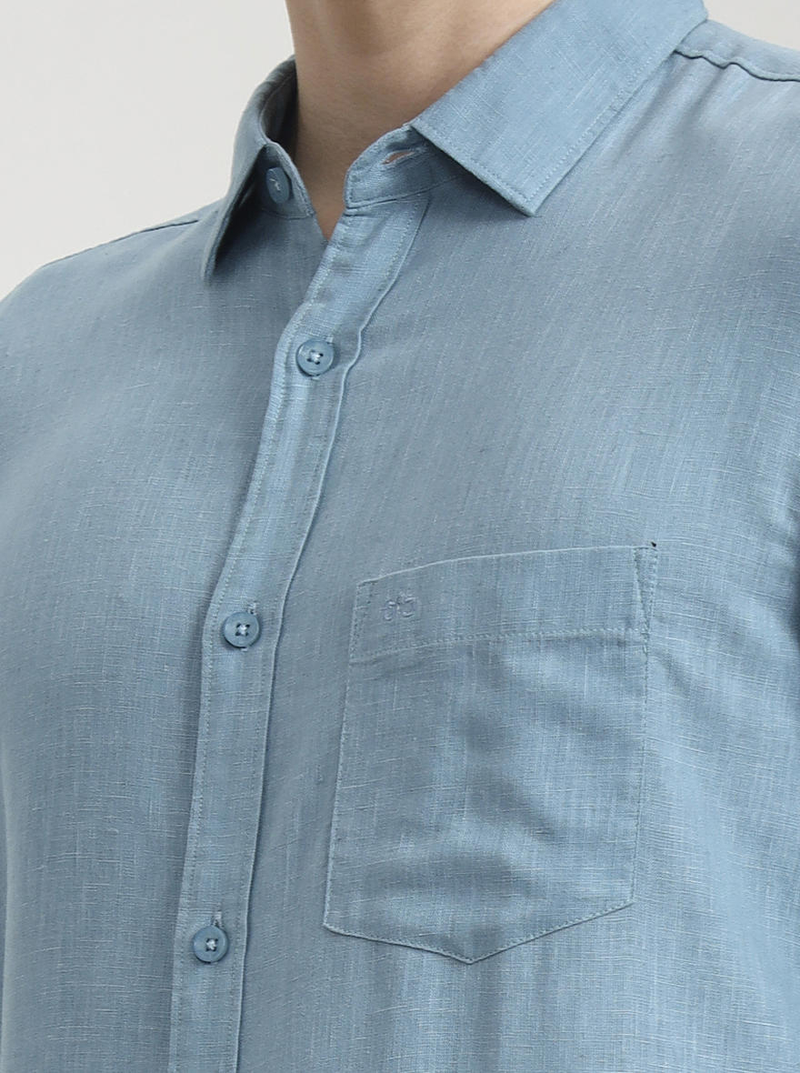 Teal Solid Slim Fit Casual Shirt | JadeBlue