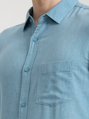 Teal Solid Slim Fit Casual Shirt | JadeBlue