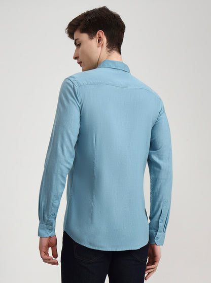 Teal Solid Slim Fit Casual Shirt | JadeBlue