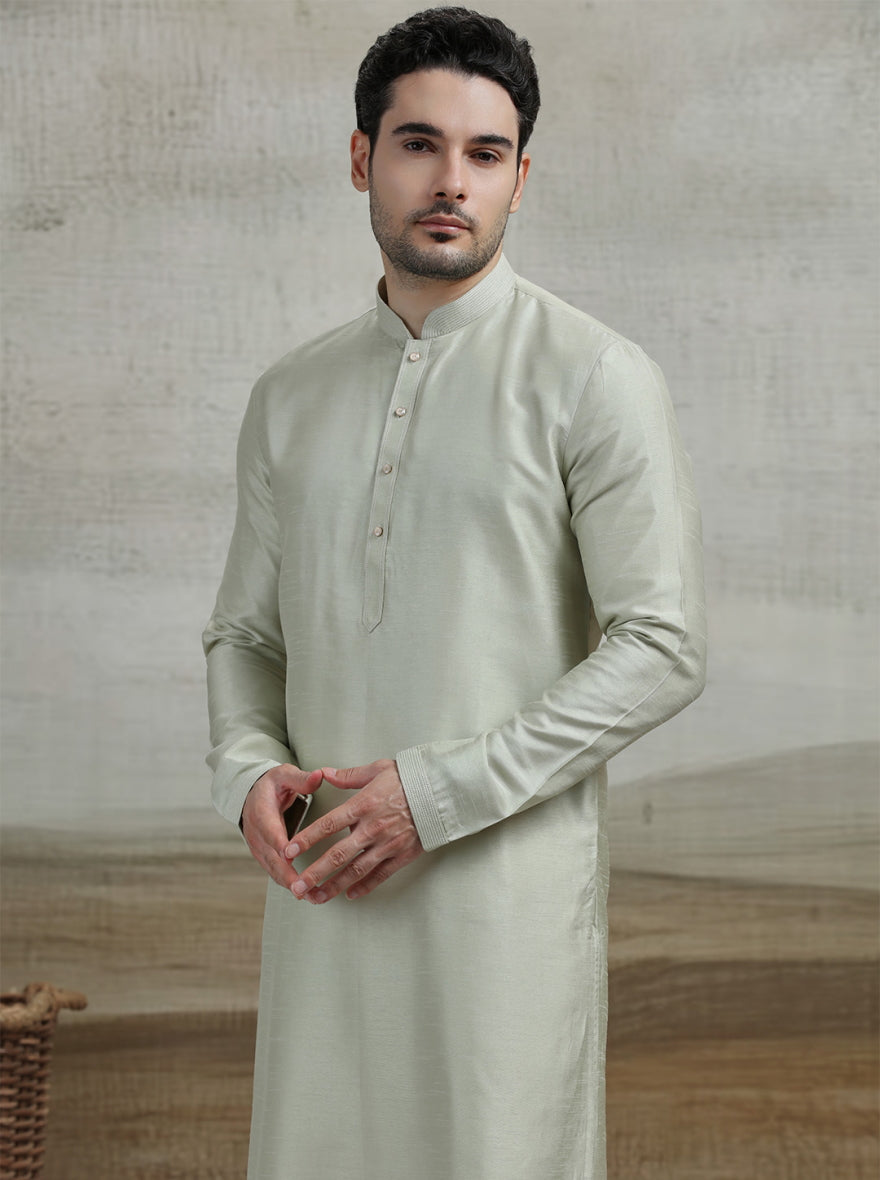 Pista Green Solid Kurta Pajama | Virasana