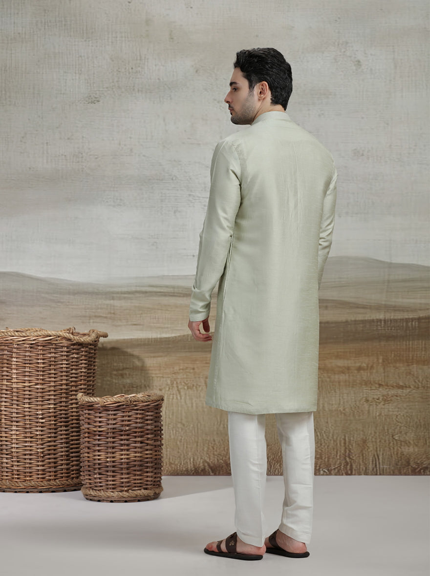 Pista Green Solid Kurta Pajama | Virasana