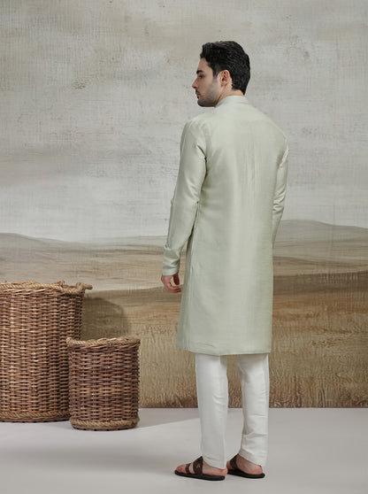 Pista Green Solid Kurta Pajama | Virasana