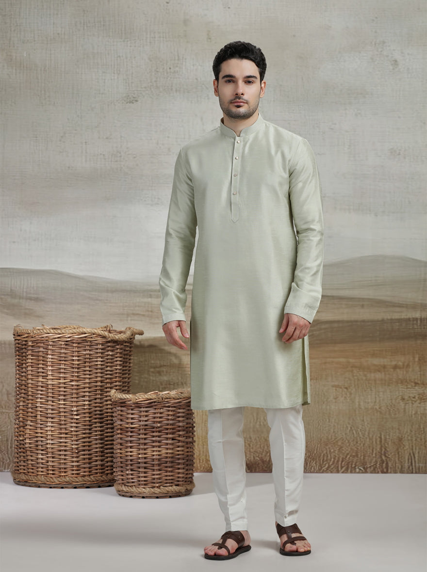 Pista Green Solid Kurta Pajama | Virasana