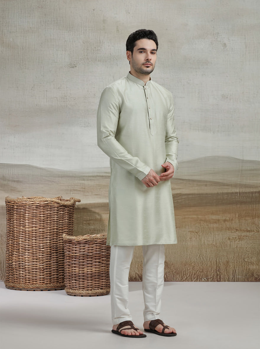 Pista Green Solid Kurta Pajama | Virasana