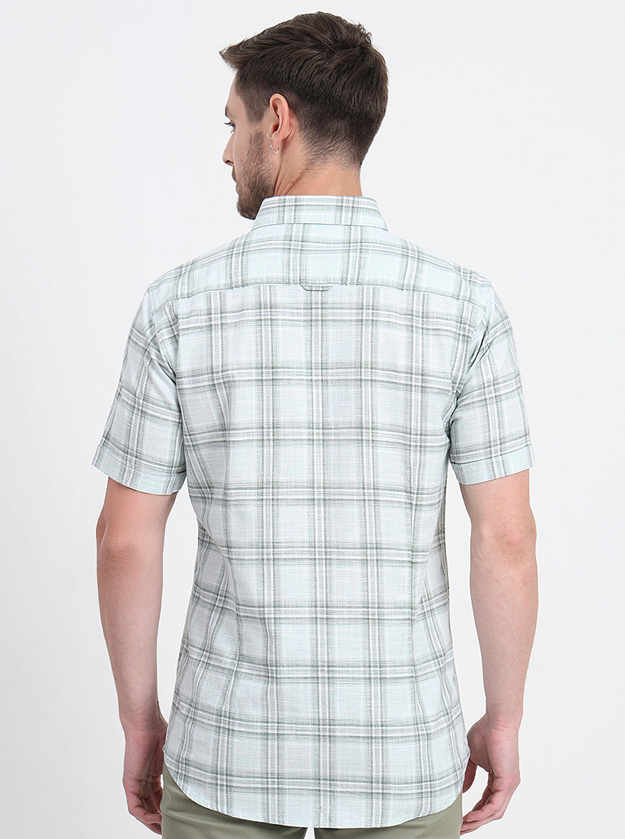 Chetawade Green Checked Slim Fit Casual Shirt | JadeBlue