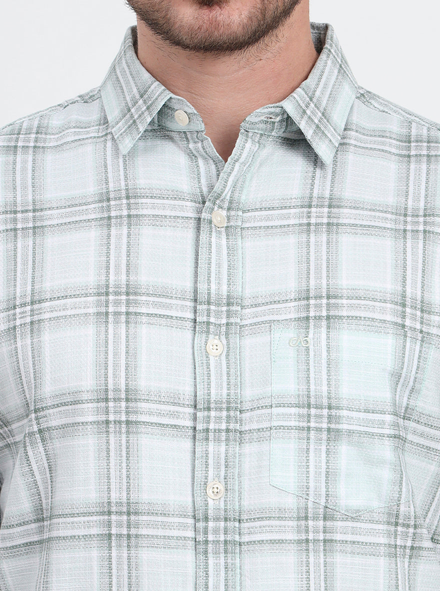 Chetawade Green Checked Slim Fit Casual Shirt | JadeBlue