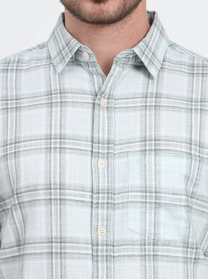 Chetawade Green Checked Slim Fit Casual Shirt | JadeBlue