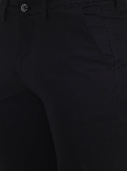 Black Solid Slim Fit Casual Trouser | Greenfibre