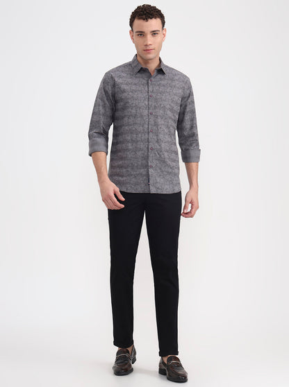 Black Solid Slim Fit Casual Trouser | Greenfibre