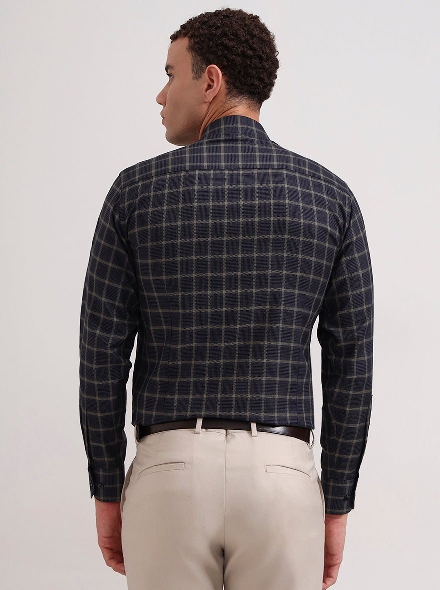 Green Checked Slim Fit Formal Shirt | Metal