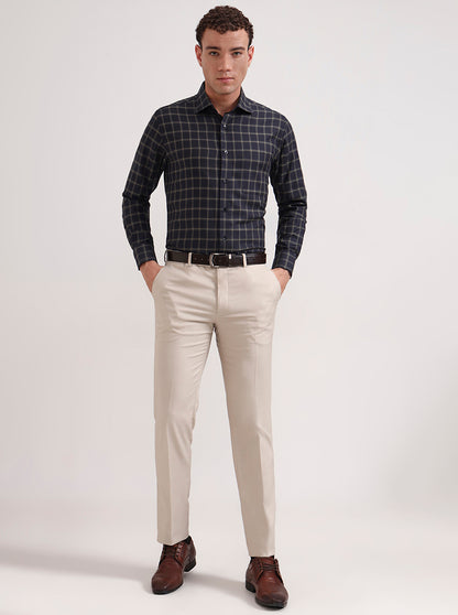 Green Checked Slim Fit Formal Shirt | Metal