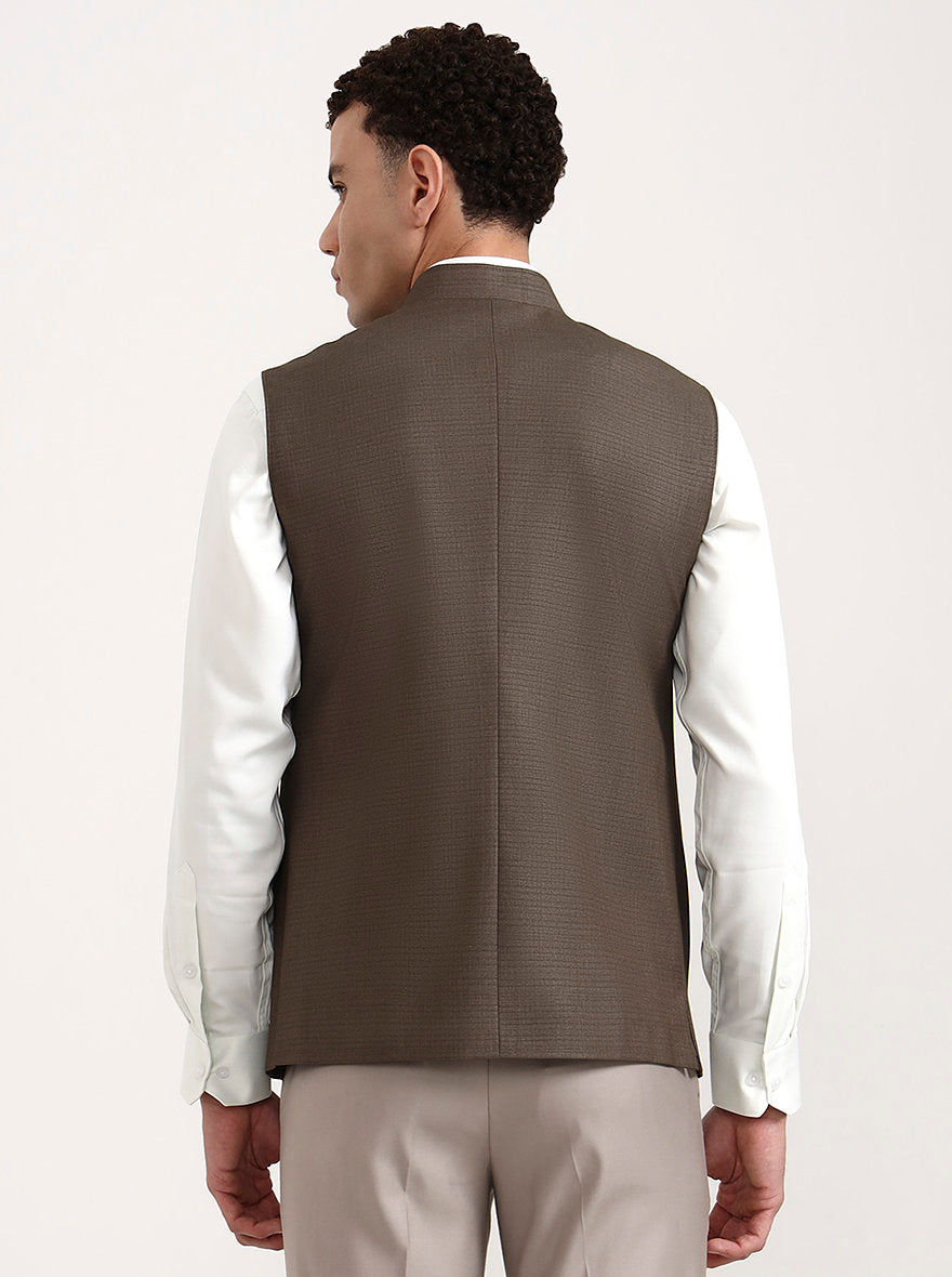 Light Brown Solid Modi Jacket | JadeBlue