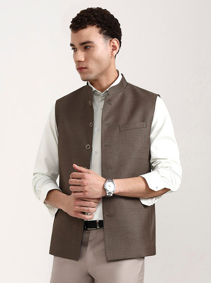 Light Brown Solid Modi Jacket | JadeBlue