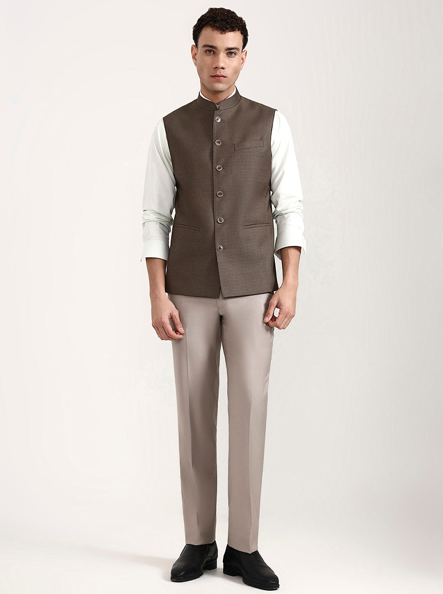 Light Brown Solid Modi Jacket | JadeBlue