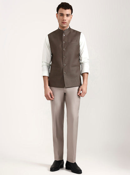 Light Brown Solid Modi Jacket | JadeBlue