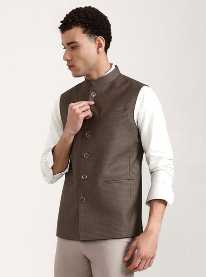 Light Brown Solid Modi Jacket | JadeBlue