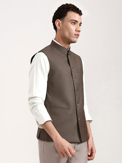 Light Brown Solid Modi Jacket | JadeBlue