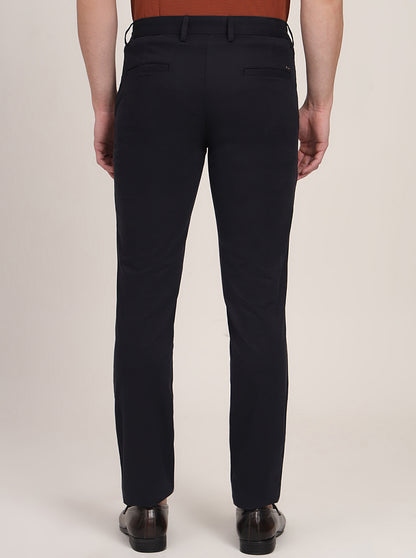 Navy Blue Solid Uno Fit Casual Trouser | JadeBlue
