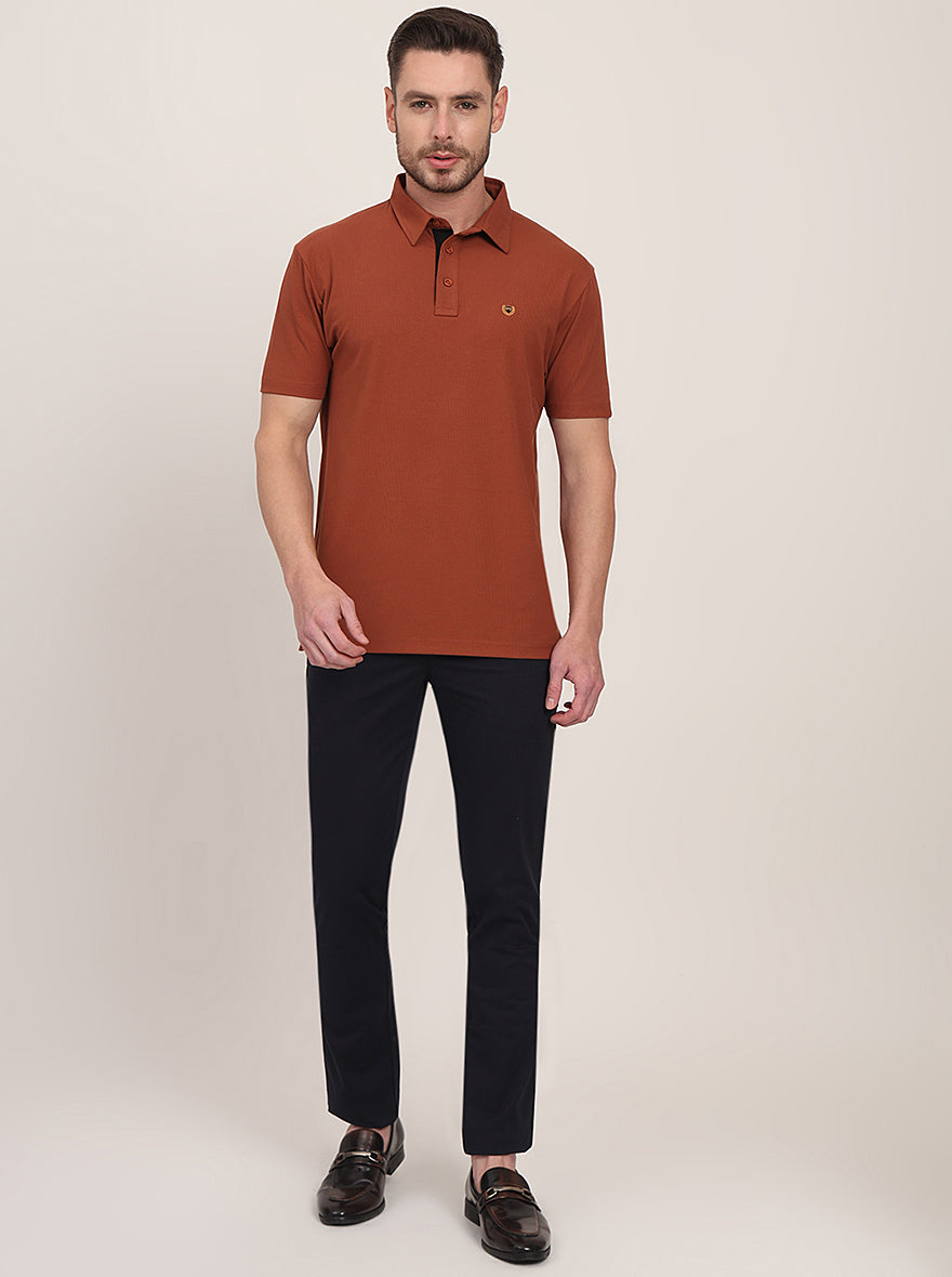 Navy Blue Solid Uno Fit Casual Trouser | JadeBlue