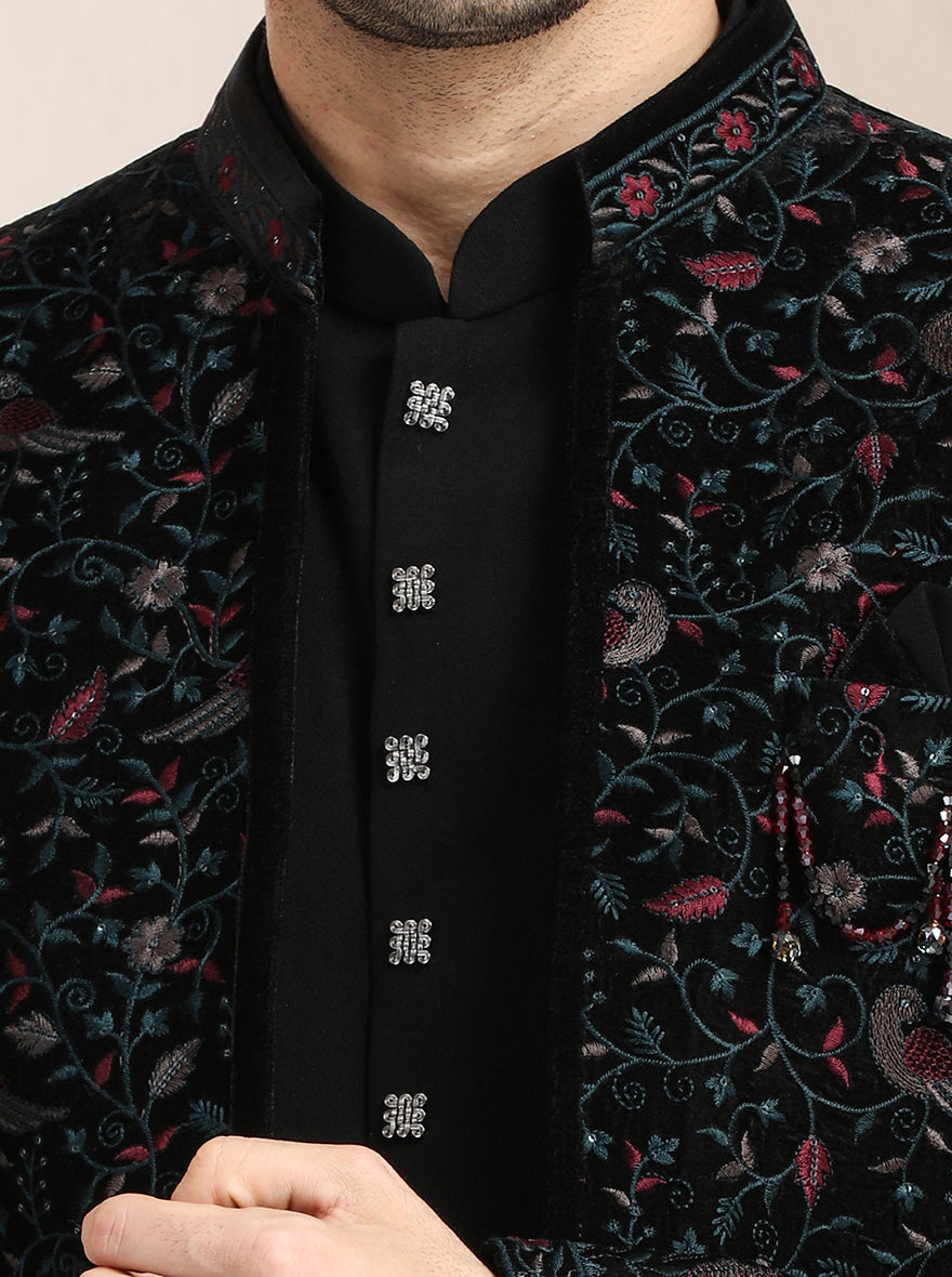 Black Embroidered Indowestern | TULA