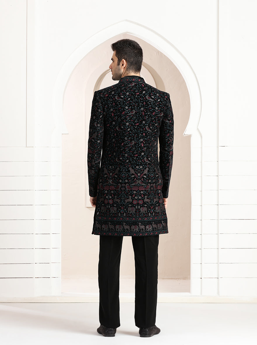 Black Embroidered Indowestern | TULA