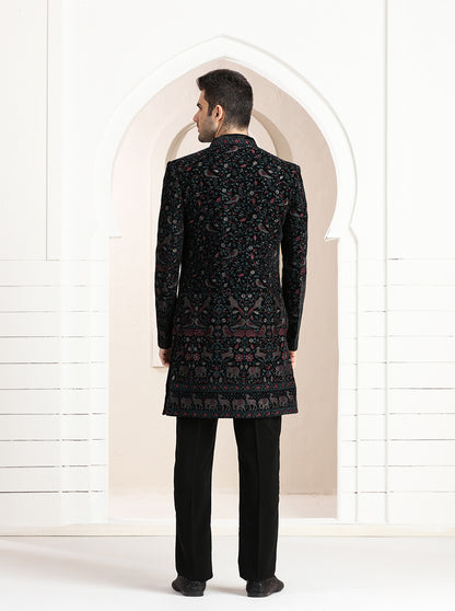 Black Embroidered Indowestern | TULA