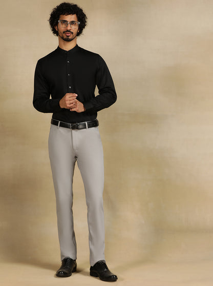 Black Solid Slim Fit Formal Shirt | Metal