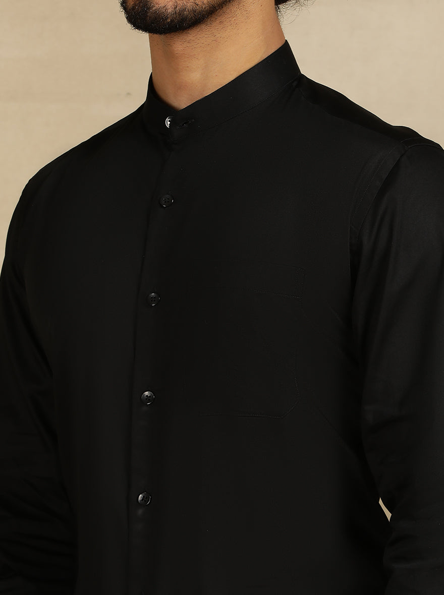 Black Solid Slim Fit Formal Shirt | Metal