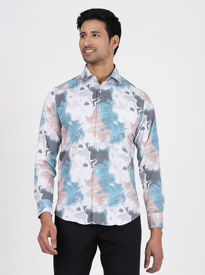 Multicolor Printed Slim Fit Party Wear Shirt | Greenfibre