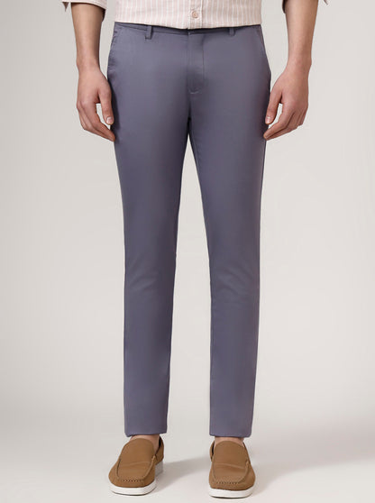 Grey Solid Super Slim Fit Casual Trouser | Greenfibre