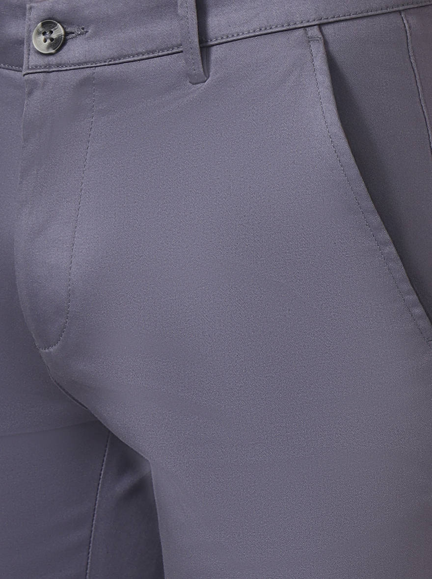 Grey Solid Super Slim Fit Casual Trouser | Greenfibre