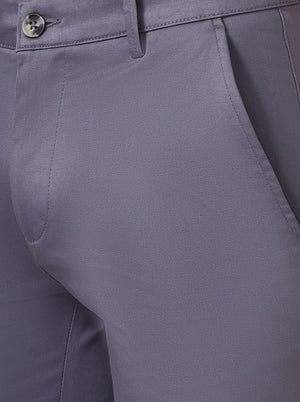 Grey Solid Super Slim Fit Casual Trouser | Greenfibre