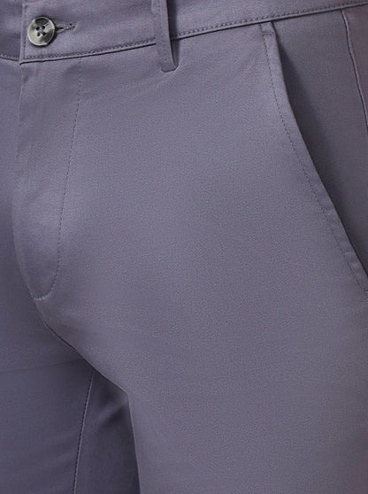 Grey Solid Super Slim Fit Casual Trouser | Greenfibre