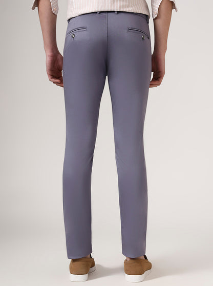 Grey Solid Super Slim Fit Casual Trouser | Greenfibre