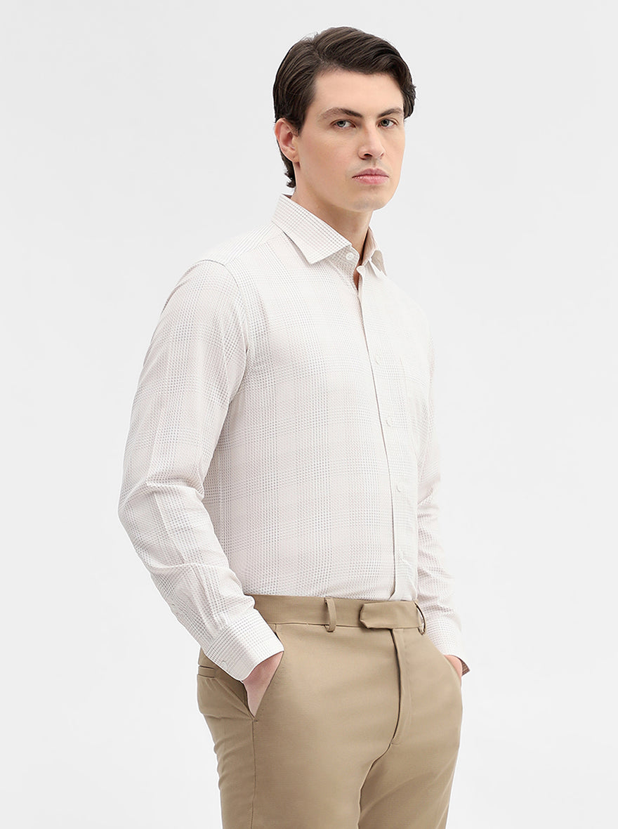 Fawn Checked Slim Fit Formal Shirt | Metal