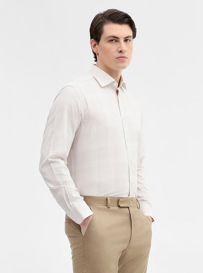 Fawn Checked Slim Fit Formal Shirt | Metal